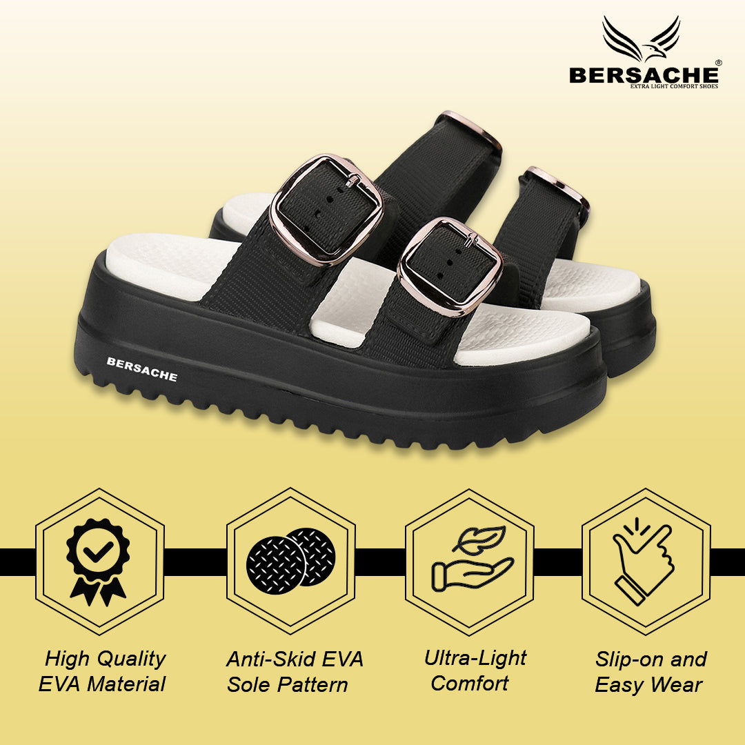 Bersache Extra Soft Classic Casual  with  Regular wear with Ultra Soft & Flexibility Technology Flip-Flop for Women's-(6362-Black).