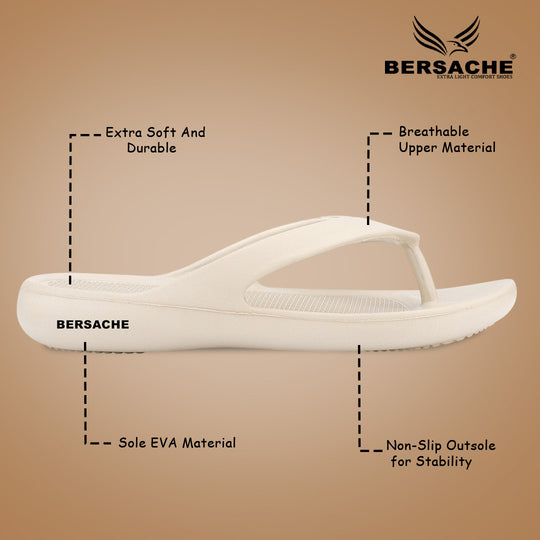 Bersache Extra Soft Classic Casual with  Regular wear with Ultra Soft & Flexibility Technology Slipper For Women's & Girl's-(6254-Beige)
