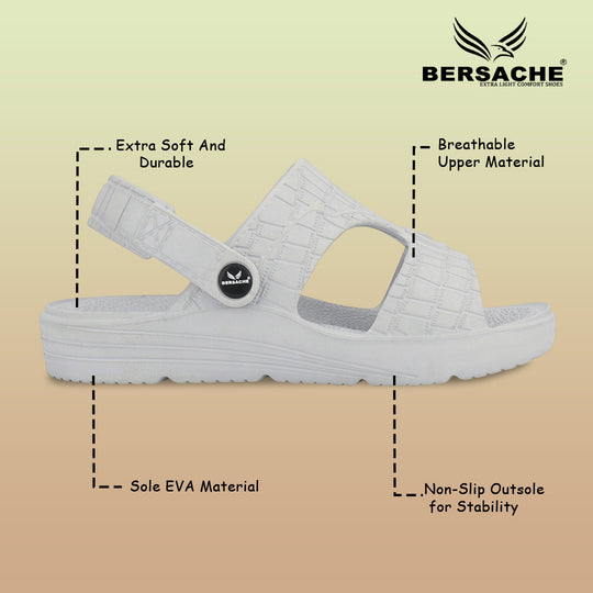Bersache Extra Soft Classic Casual with  Regular wear with Ultra Soft & Flexibility Technology Sandal For Men's & Boy's-(Grey-6271)