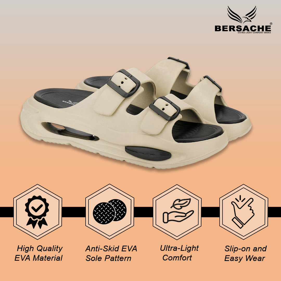 Bersache Extra Soft Classic Casual CHAPPAL with  Regular wear with Ultra Soft & Flexibility Technology  Slippers for Men's-(6346-Beige & Black).