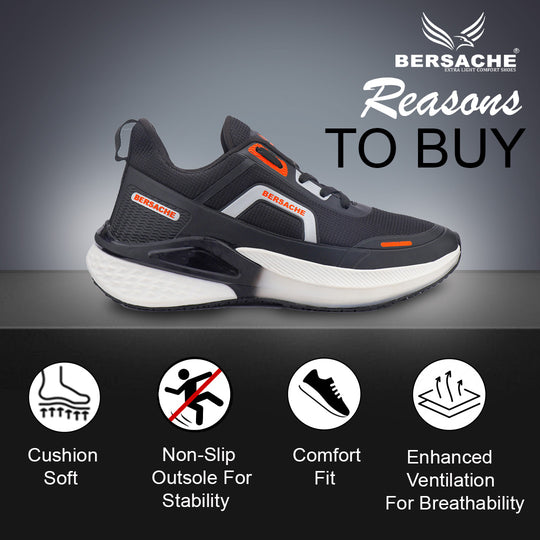 Bersache Premium Sports,Gym, Trending Stylish Running Shoes For Men (9206-Black)