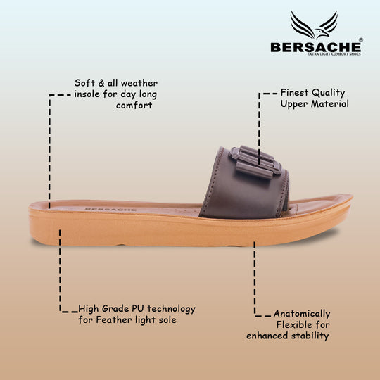 Bersache Extra Soft Classic Casual with  Regular wear with Ultra Soft & Flexibility Technology Flip Flop For women's/Girl's-(Dark-Brown-6227)