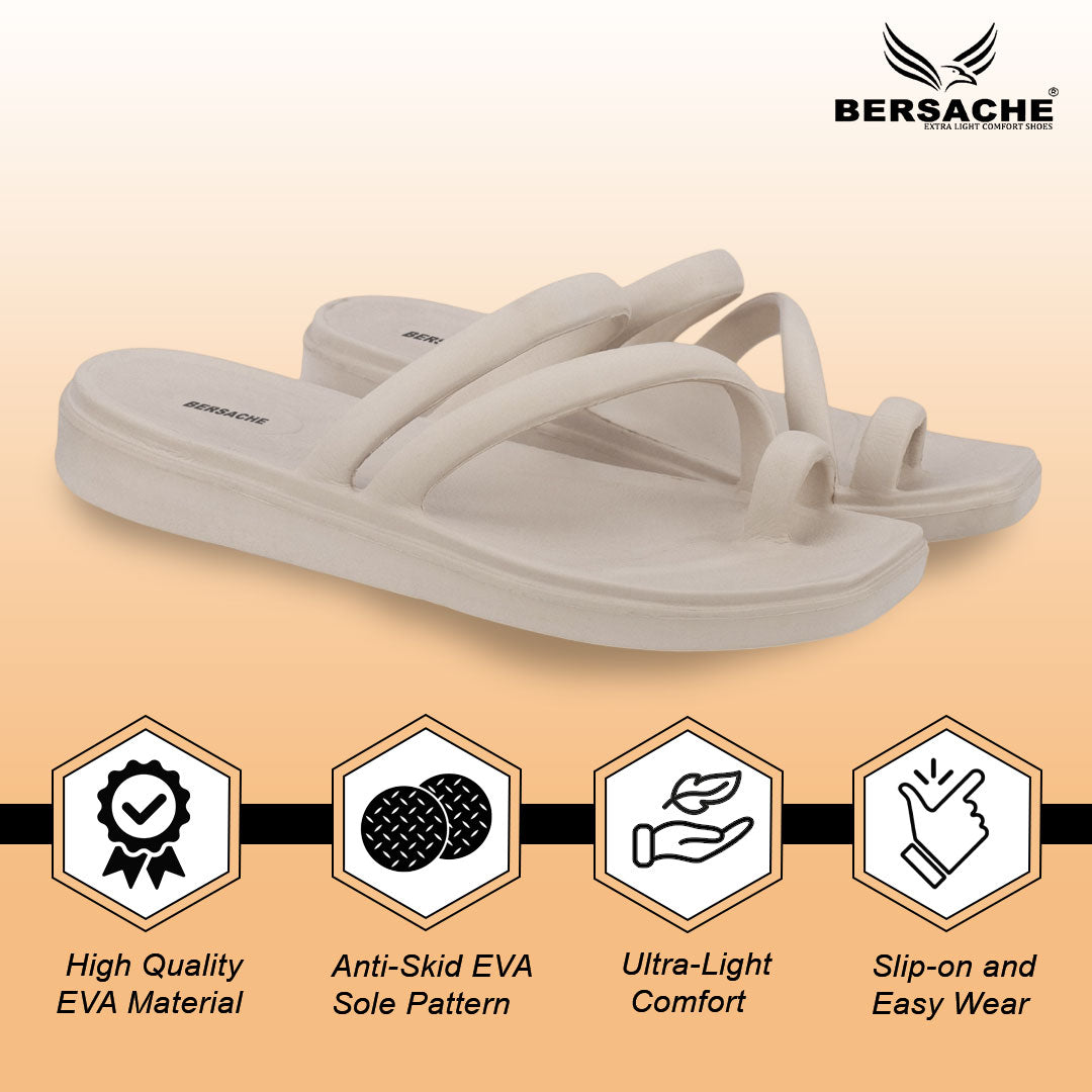 Bersache Extra Soft Classic Casual  with  Regular wear with Ultra Soft & Flexibility Technology Sandal for Women's-(6304-Beige)