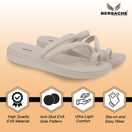 Bersache Extra Soft Classic Casual  with  Regular wear with Ultra Soft & Flexibility Technology Sandal for Women's-(6304-Beige)