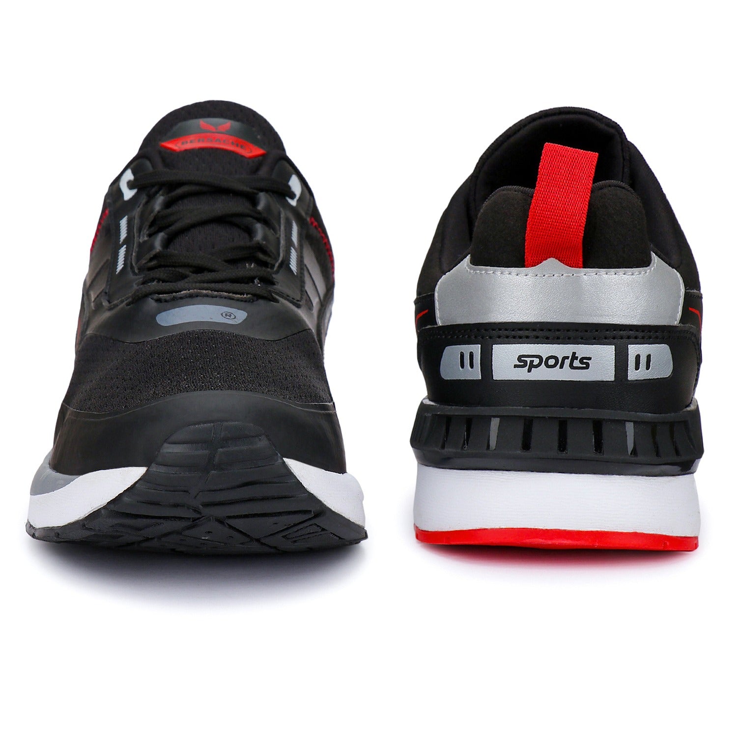 Bersache Lightweight Sports Running Walking Trekking Shoes For Men Black-9081.