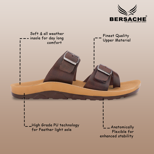 Bersache Extra Soft Classic Casual with  Regular wear with Ultra Soft & Flexibility Technology Sandal For Men's & Boy's-Brown-6217