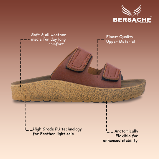 Bersache Extra Soft Classic Casual with  Regular wear with Ultra Soft & Flexibility Technology Sandal For Men's & Boy's-Brown-6221