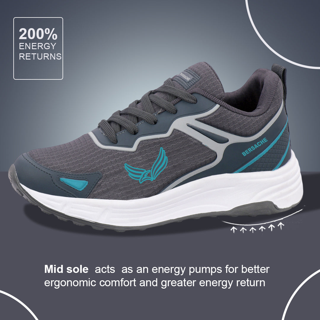 Bersache Casual Sneaker shoe for Men| Soft Cushioned Insole , Slip-Resistance Casuals For Men (Gray-8122)