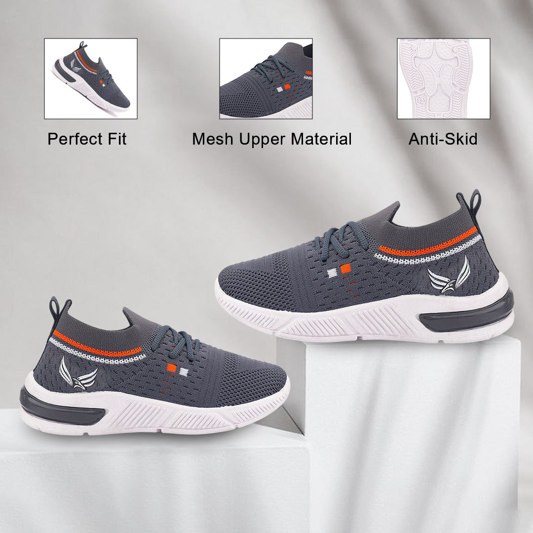 Bersache Casual Sneaker shoe for Kids|Soft Cushioned Insole,Slip-Resistance Casuals For Kids - Grey -8083.