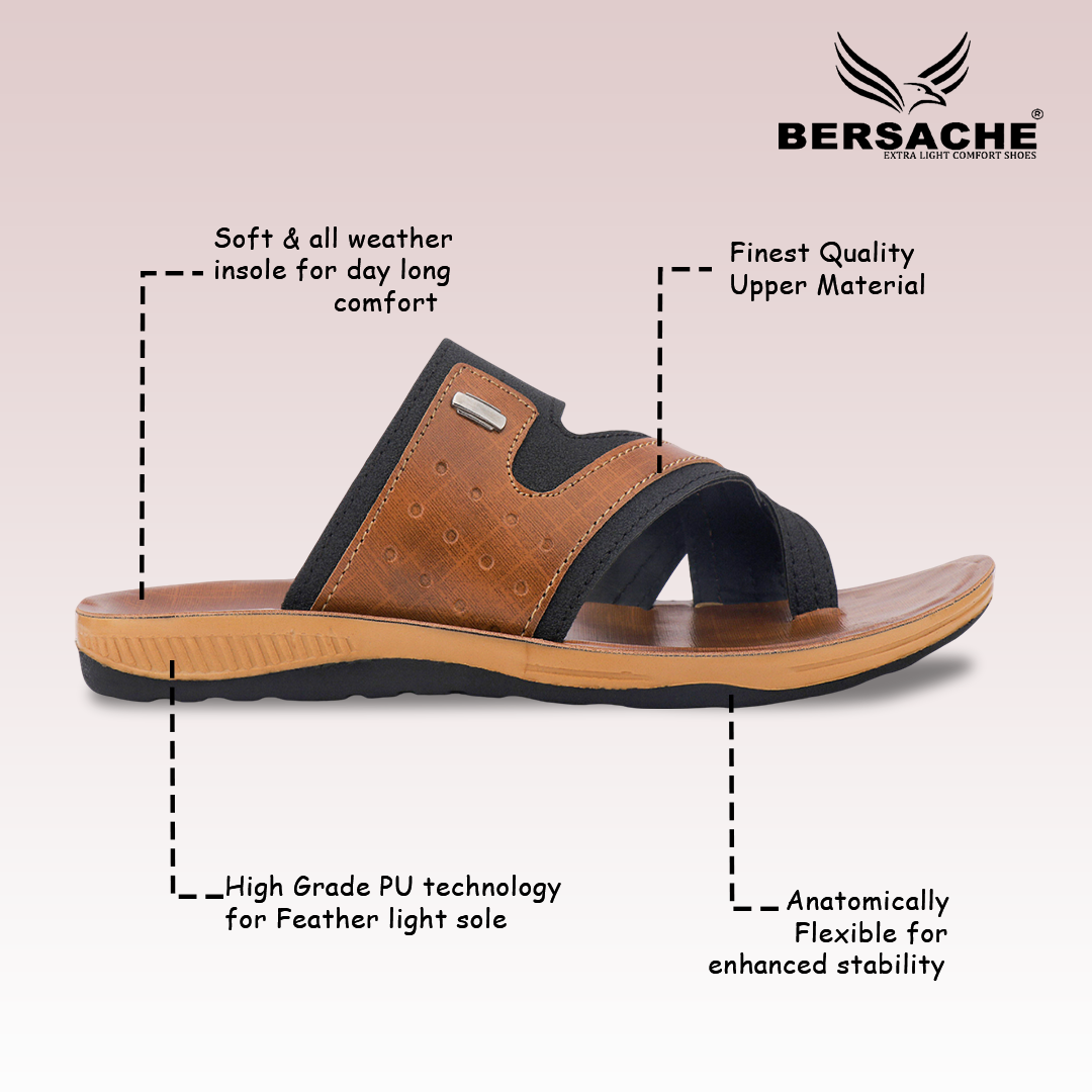 Bersache Extra Soft Classic Casual with  Regular wear with Ultra Soft & Flexibility Technology Slipper For Men's & Boy's-Brown-6217
