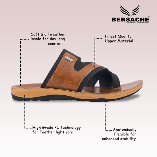 Bersache Extra Soft Classic Casual with  Regular wear with Ultra Soft & Flexibility Technology Slipper For Men's & Boy's-Brown-6217