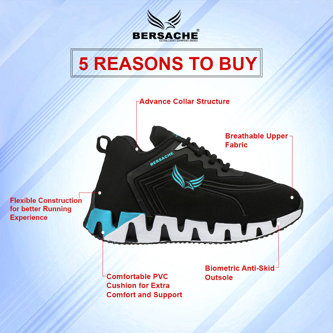 Bersache Premium Sports,walking,Gym,cricket,Trending Running Shoes For Kid's - Blue -8099.