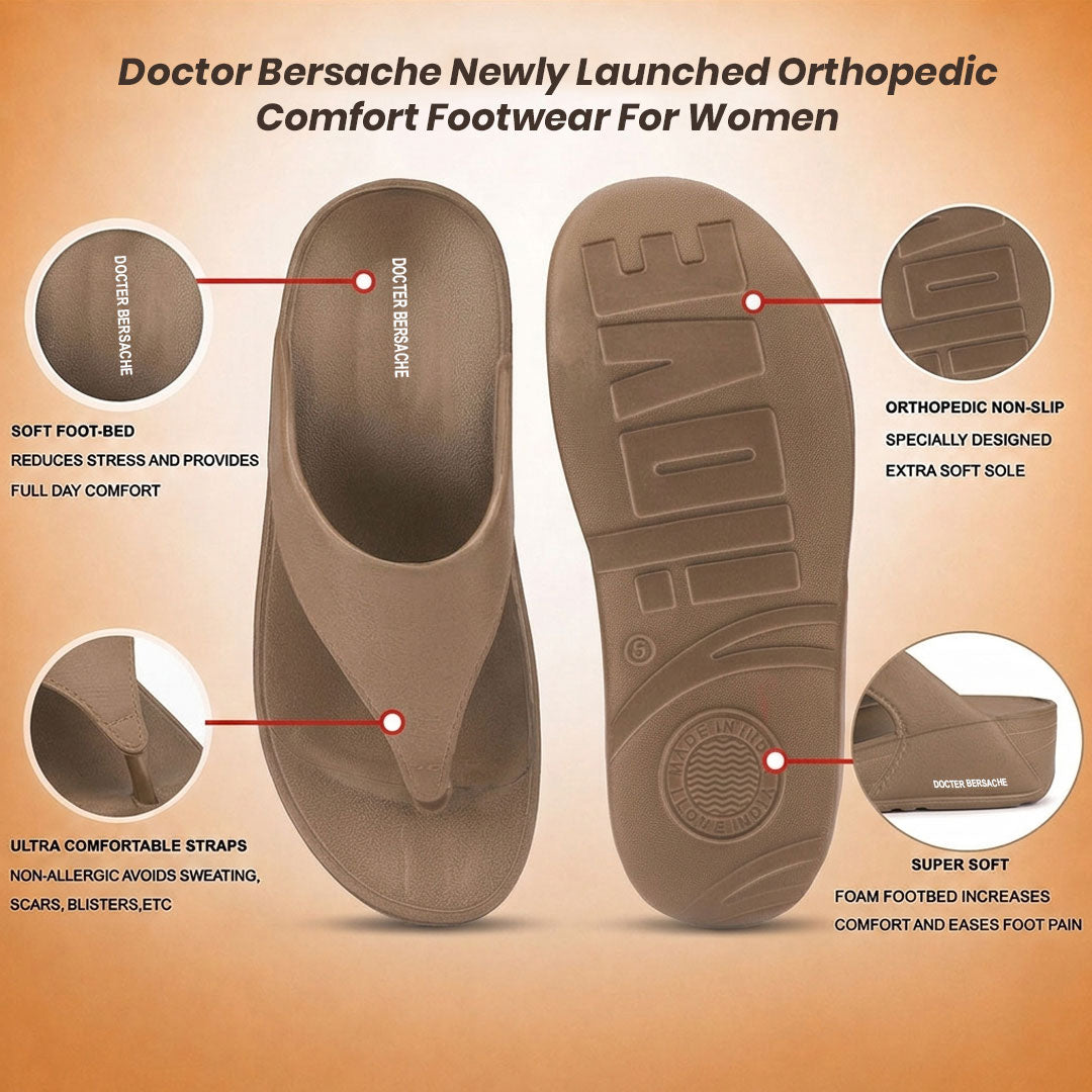 Doctor Bersache Newly Launched Orthopedic Comfort Slipper & Flip-flop for Men | Diabetic Friendly | Extra Cushioning | Arch Support | Pain Brown-DS111.