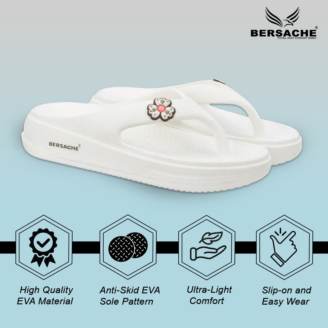 Bersache Extra Soft Classic Casual  with Regular wear with Ultra Soft & Flexibility Technology Sandals for Women's-(6298-White).