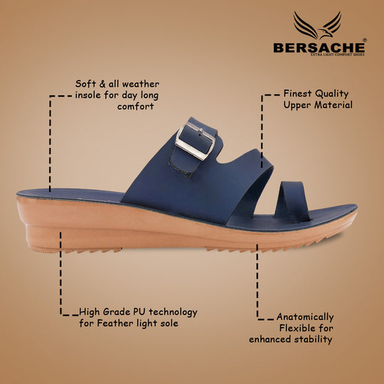 Bersache Extra Soft Classic Casual with  Regular wear with Ultra Soft & Flexibility Technology Slipper For Women's & Girl's-(6244-Navy-Blue)