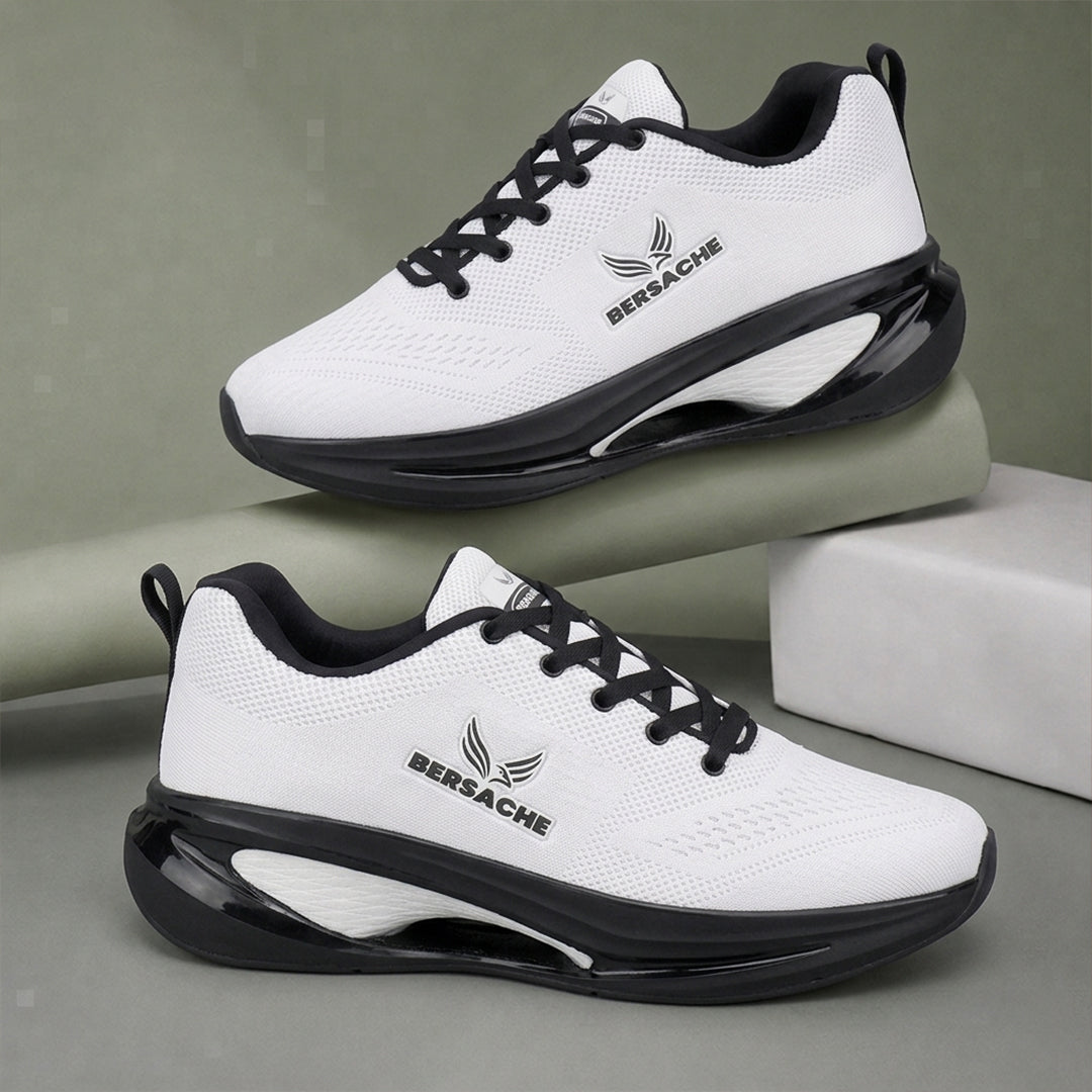 Bersache Casual Sneaker shoe for Men| Soft Cushioned Insole , Slip-Resistance Casuals For Men (Black & White-9229).
