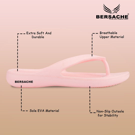 Bersache Extra Soft Classic Casual with  Regular wear with Ultra Soft & Flexibility Technology Slipper For Women's & Girl's-(6253-Pink)