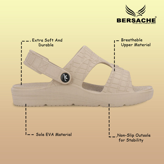 Bersache Extra Soft Classic Casual with  Regular wear with Ultra Soft & Flexibility Technology Sandal For Men's & Boy's Beige-6272