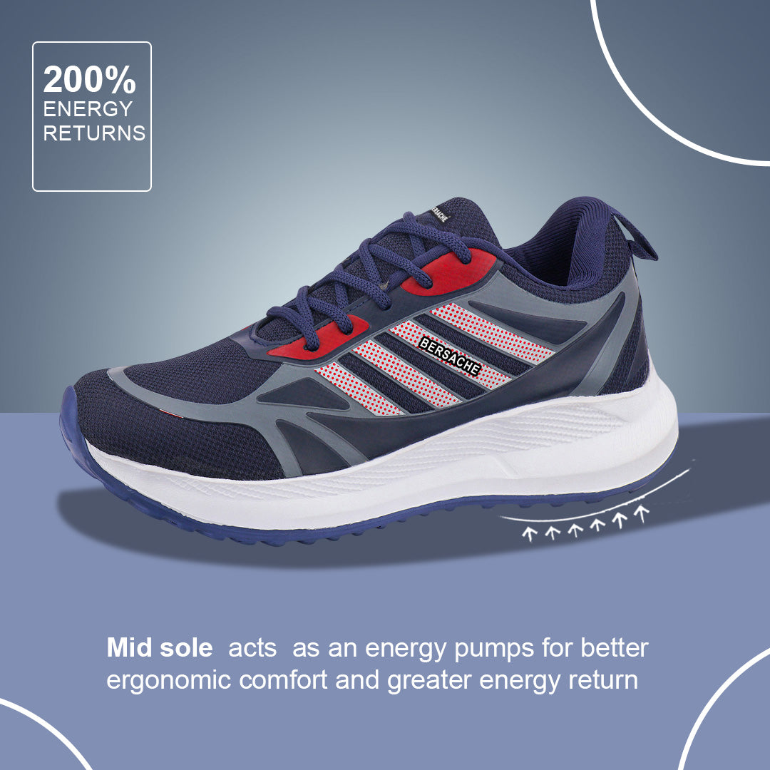 Bersache Lightweight Casual Sneaker Shoes For Men Blue-8072