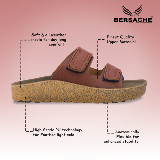 Bersache Extra Soft Classic Casual with  Regular wear with Ultra Soft & Flexibility Technology Slipper For Men's & Boy's-Brown-6221