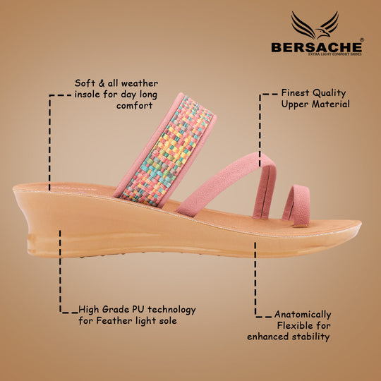 Bersache Extra Soft Classic Casual with  Regular wear with Ultra Soft & Flexibility Technology Slipper For Women's & Girl's-(6241-Pink)
