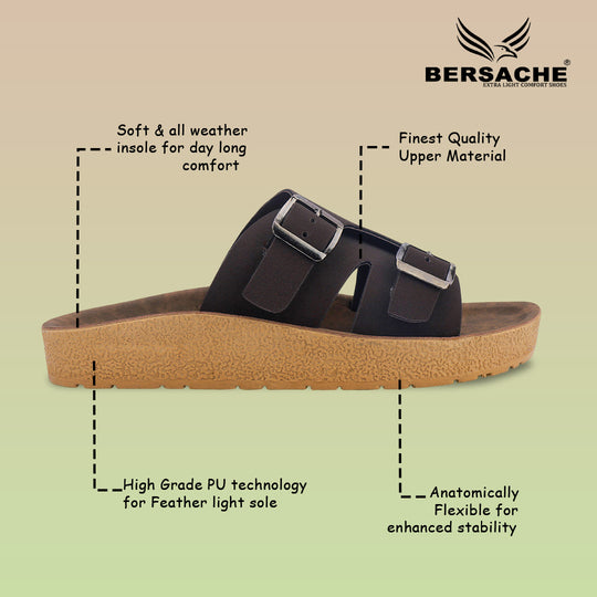 Bersache Extra Soft Classic Casual with  Regular wear with Ultra Soft & Flexibility Technology Slipper For Men's & Boy's-Dark Brown-6219
