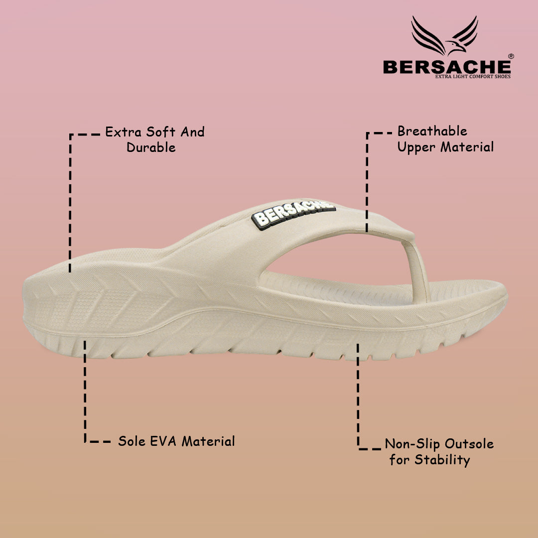 Bersache Extra Soft Classic Casual with  Regular wear with Ultra Soft & Flexibility Technology Slipper For Men's & Boy's-Beige-6256