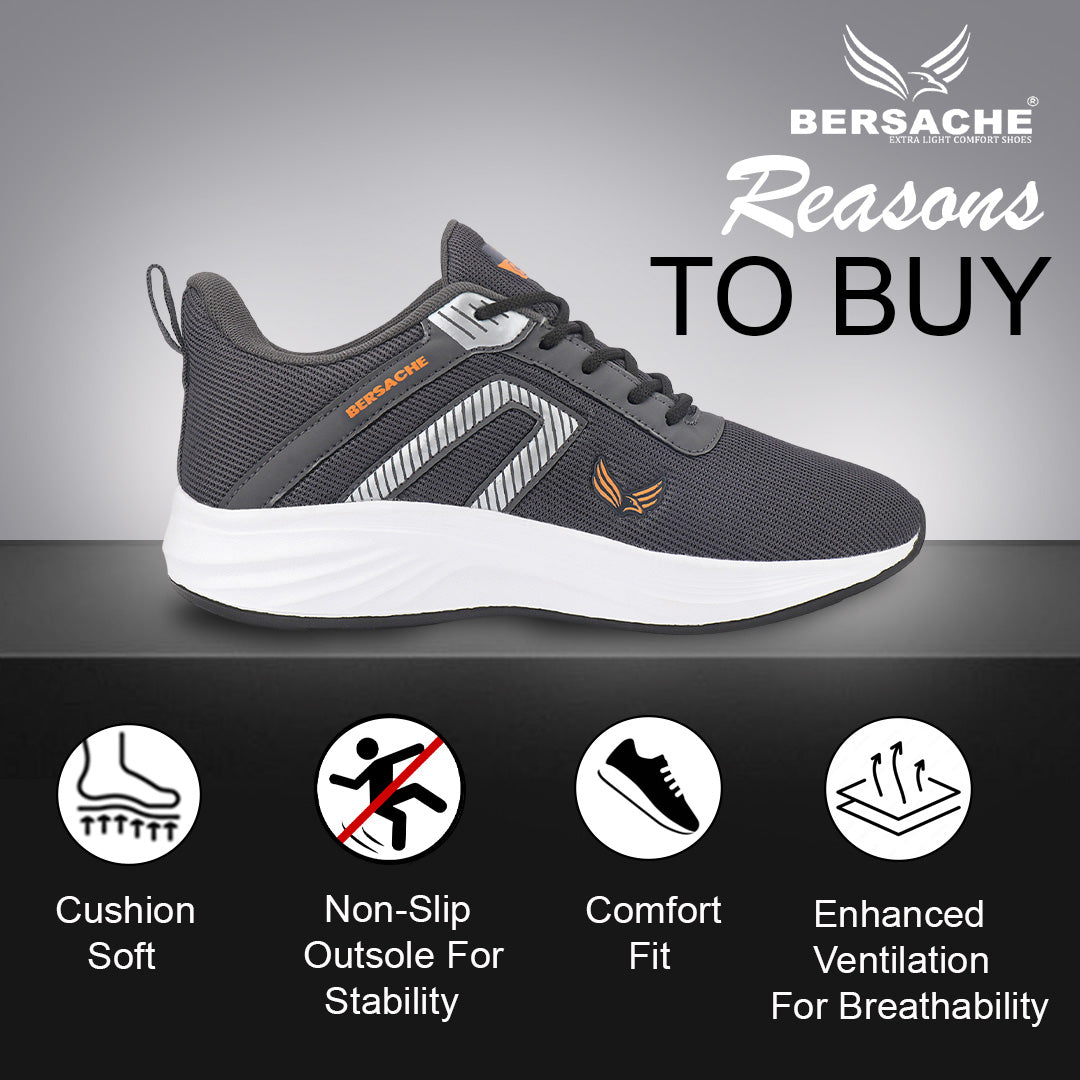 Bersache Premium Sports,Gym, Trending Stylish Running Shoes For Men (8080-Grey)