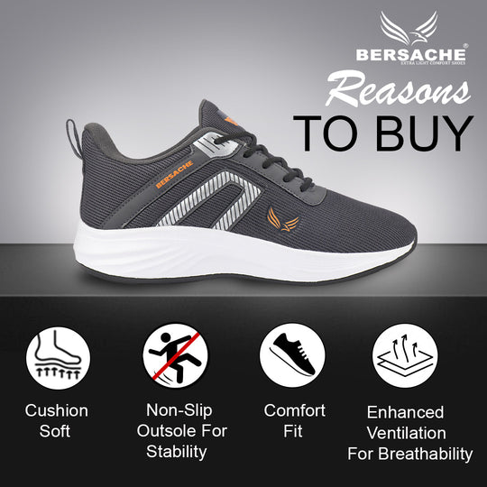 Bersache Premium Sports,Gym, Trending Stylish Running Shoes For Men (8080-Grey)