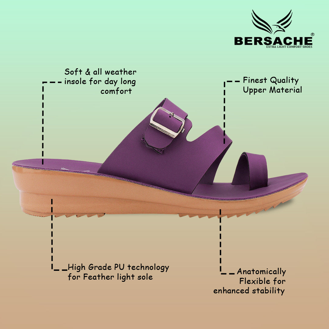 Bersache Extra Soft Classic Casual with  Regular wear with Ultra Soft & Flexibility Technology Sandal's For Women's & Girl's-(6245-Purple)