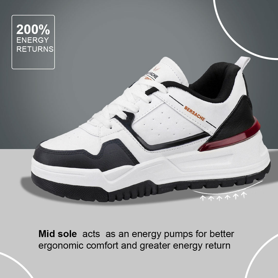 Bersache Casual Sneaker shoe for Men| Soft Cushioned Insole , Slip-Resistance Casuals For Men (Black & White-9220).