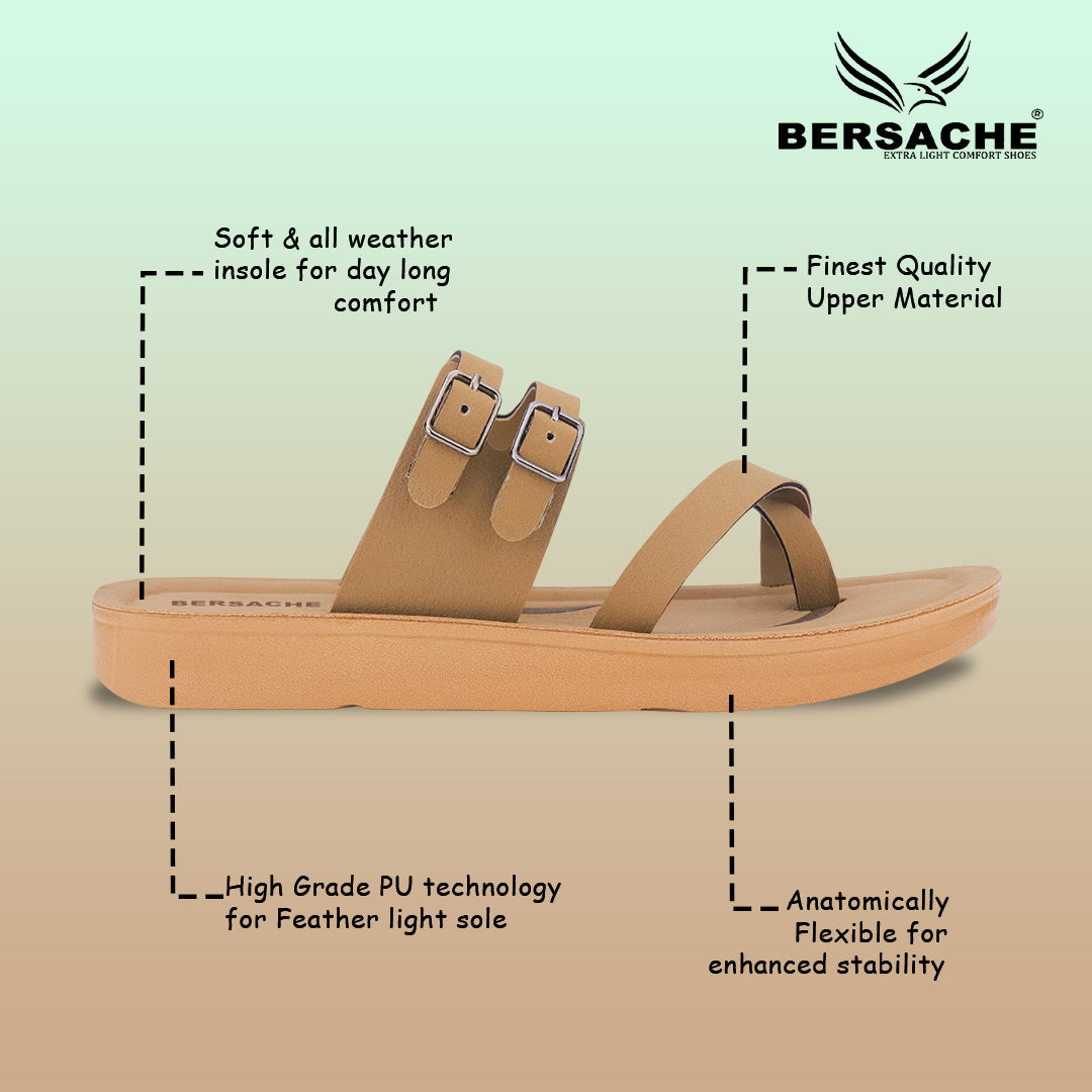 Bersache Extra Soft Classic Casual with  Regular wear with Ultra Soft & Flexibility Technology Sandal For Women's/Girl's-Tan(beige)-6226