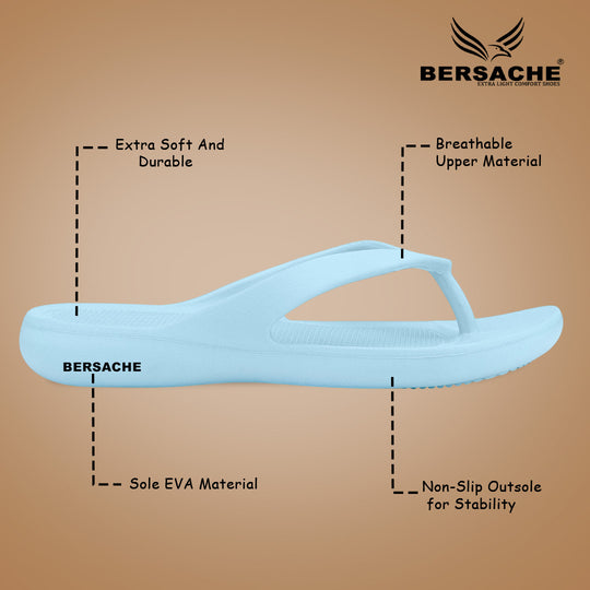 Bersache Extra Soft Classic Casual with  Regular wear with Ultra Soft & Flexibility Technology Slipper For Women's & Girl's-(6252-Sky-Blue)