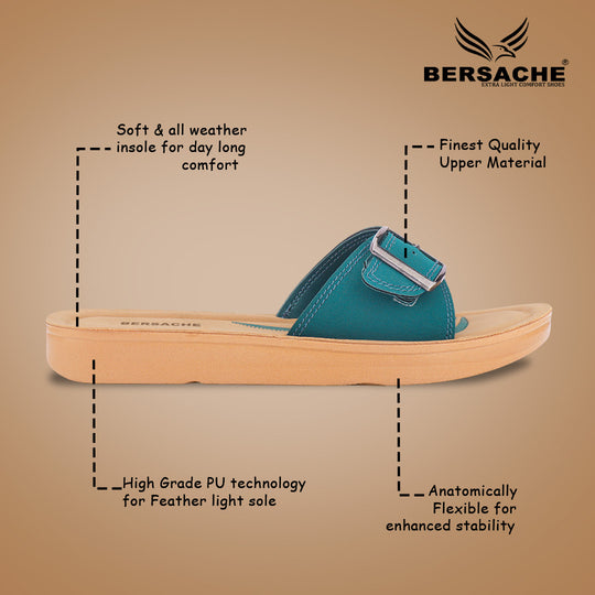 Bersache Extra Soft Classic Casual with  Regular wear with Ultra Soft & Flexibility Technology Slipper For Women's & Girl's-Green-6228