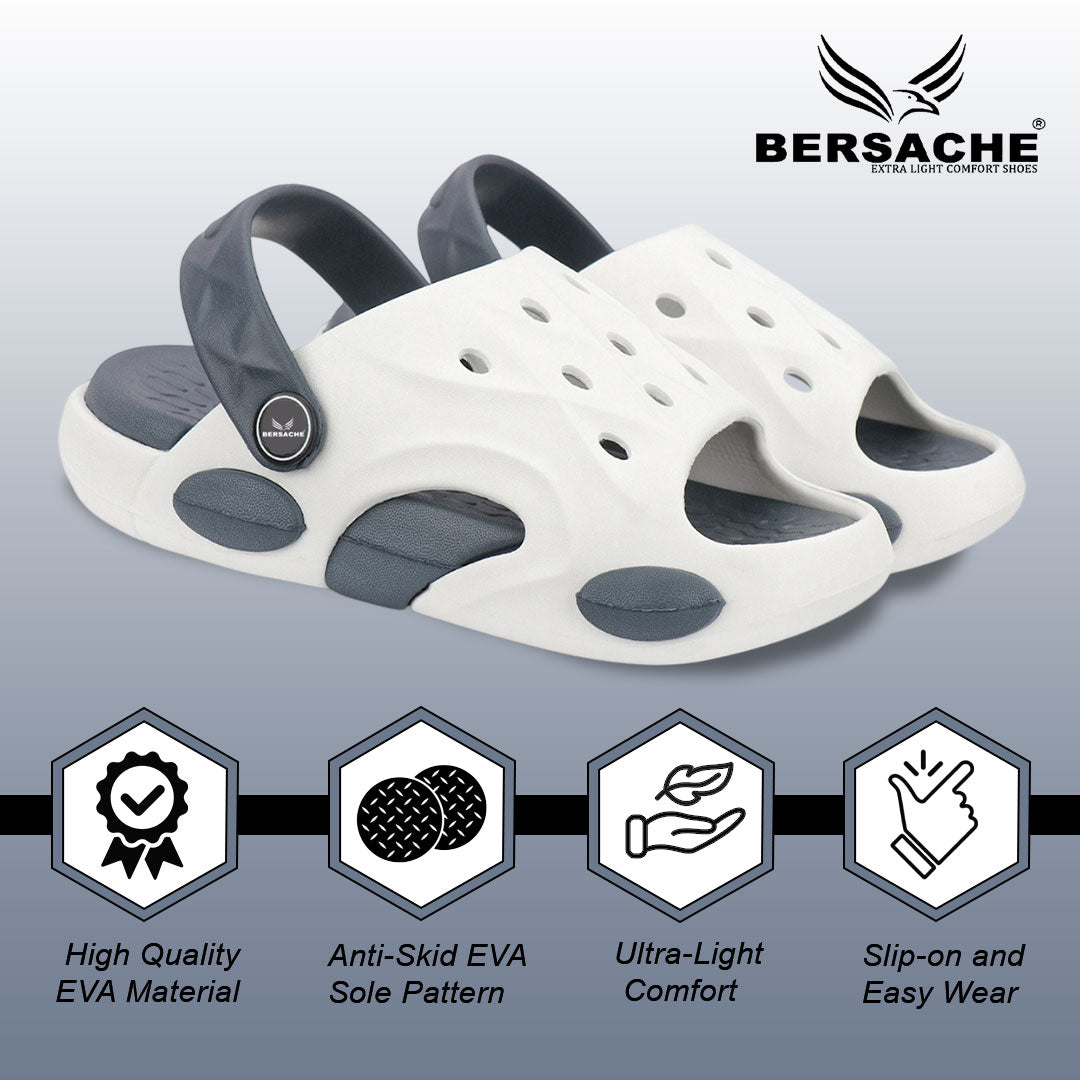 Bersache Extra Soft Classic Casual CHAPPAL with  Regular wear with Ultra Soft & Flexibility Technology Clog's for Kids's - White-6323.