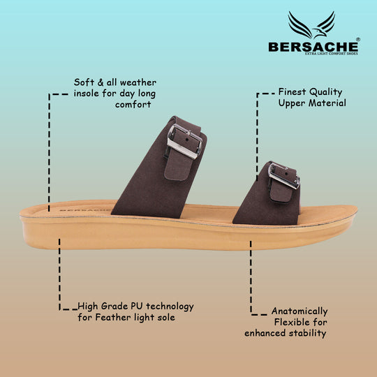 Bersache Extra Soft Classic Casual with  Regular wear with Ultra Soft & Flexibility Technology Flip-Flop for Women's & Girl's (6260-Dark-Brown)