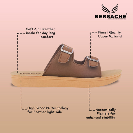 Bersache Extra Soft Classic Casual with  Regular wear with Ultra Soft & Flexibility Technology Slipper For Women's & Girl's-Brown-6225