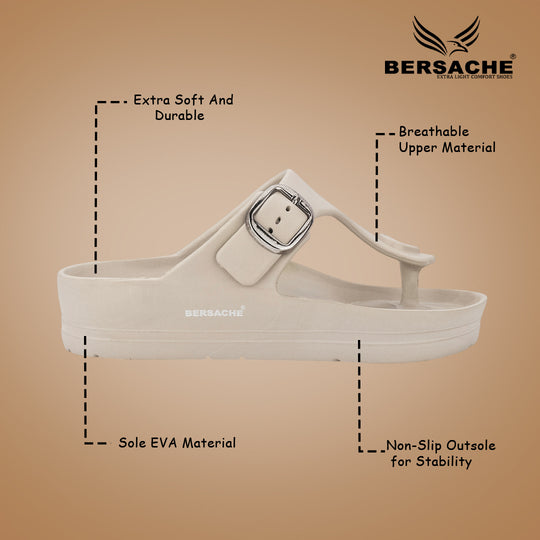 Bersache Extra Soft Classic Casual with  Regular wear with Ultra Soft & Flexibility Technology Flip-Flop for Men's-(6289-Beige)