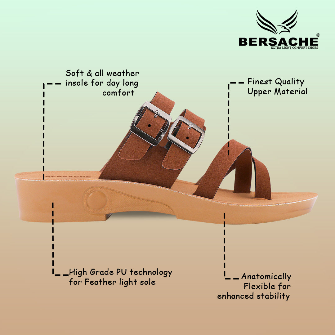 Bersache Extra Soft Classic Casual with  Regular wear with Ultra Soft & Flexibility Technology Sandal's For Women's & Girl's-(6238-Brown)