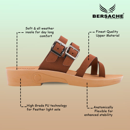 Bersache Extra Soft Classic Casual with  Regular wear with Ultra Soft & Flexibility Technology Sandal's For Women's & Girl's-(6238-Brown)