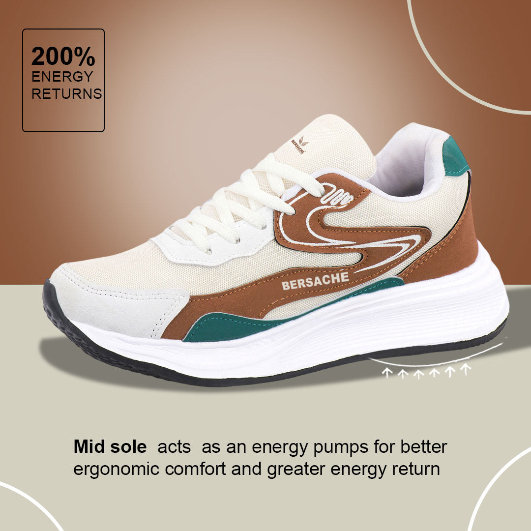 Bersache Casual Sneaker shoe for Men| Soft Cushioned Insole , Slip-Resistance Casuals For Men (Brown-8137)