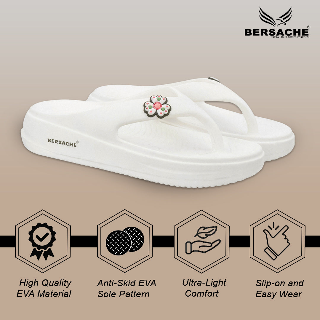 Bersache Extra Soft Classic Casual  with  Regular wear with Ultra Soft & Flexibility Technology Flip-Flop for Women's-(6298-White).