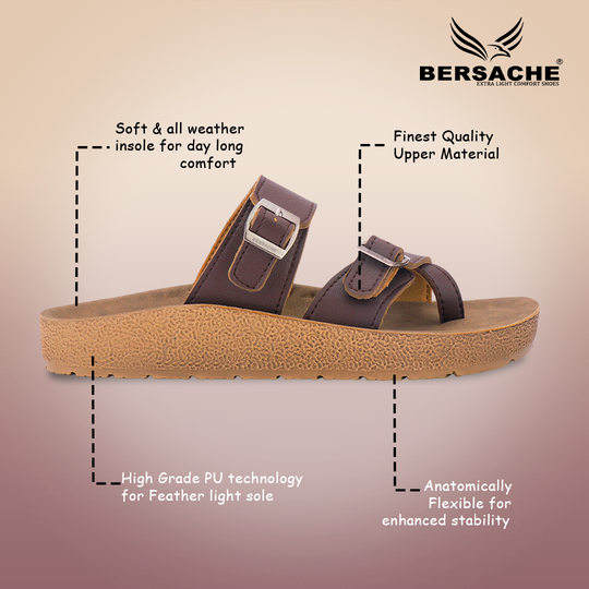 Bersache Extra Soft Classic Casual with  Regular wear with Ultra Soft & Flexibility Technology Slipper For Men's & Boy's-Brown-6224
