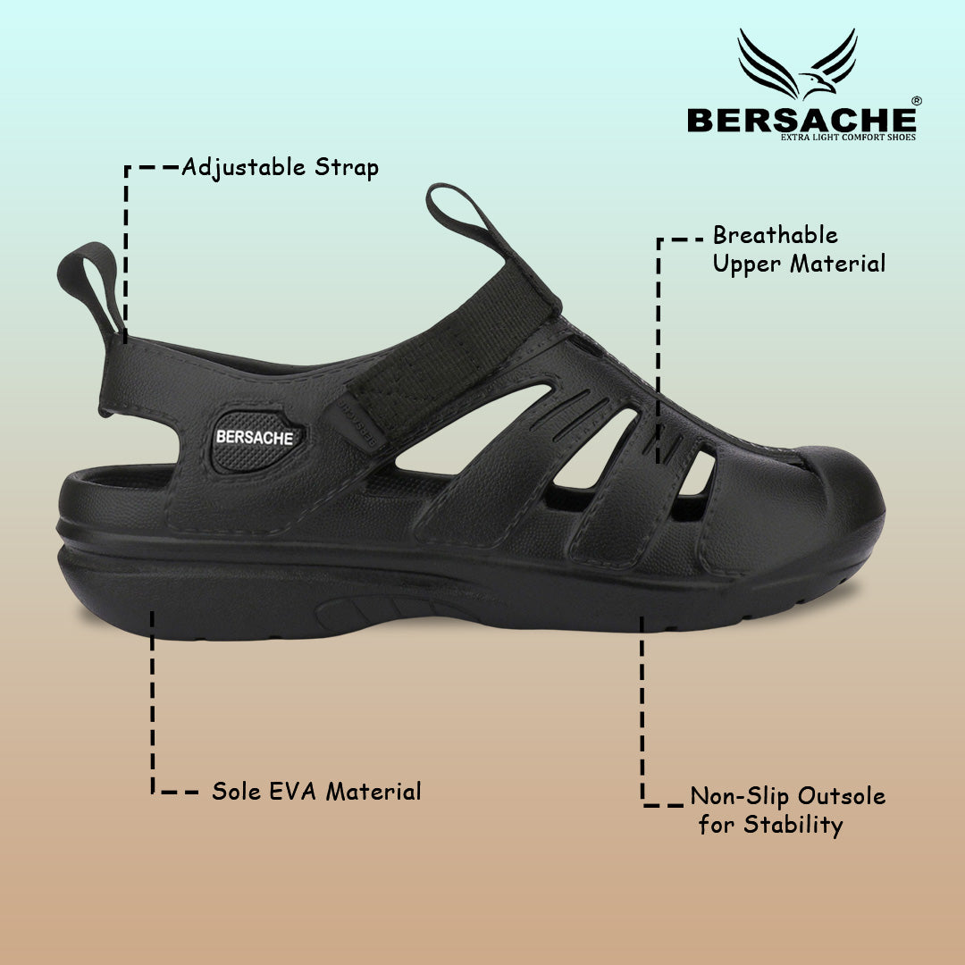Bersache Extra Soft Classic Casual with  Regular wear with Ultra Soft & Flexibility Technology Slipper For Men's & Boy's-Black-6262