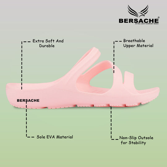 Bersache Extra Soft Classic Casual with  Regular wear with Ultra Soft & Flexibility Technology Sandal's For Women's & Girl's-(6250-Pink)