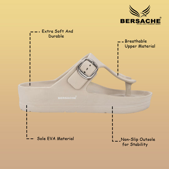Bersache Extra Soft Classic Casual  with  Regular wear with Ultra Soft & Flexibility Technology Sandals for Men's-(6289-Beige)