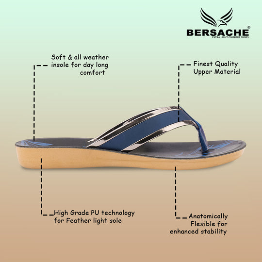 Bersache Extra Soft Classic Casual with  Regular wear with Ultra Soft & Flexibility Technology Sandal's For Women's & Girl's-(6237-Blue)