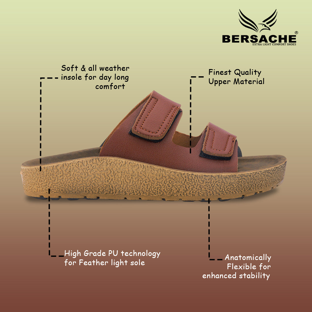 Bersache Extra Soft Classic Casual with Back Strap Regular wear with Ultra Soft & Flexibility Technology Flip-Flop for Men's/ Boy's-(Brown-6221)
