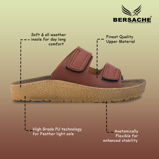 Bersache Extra Soft Classic Casual with Back Strap Regular wear with Ultra Soft & Flexibility Technology Flip-Flop for Men's/ Boy's-(Brown-6221)