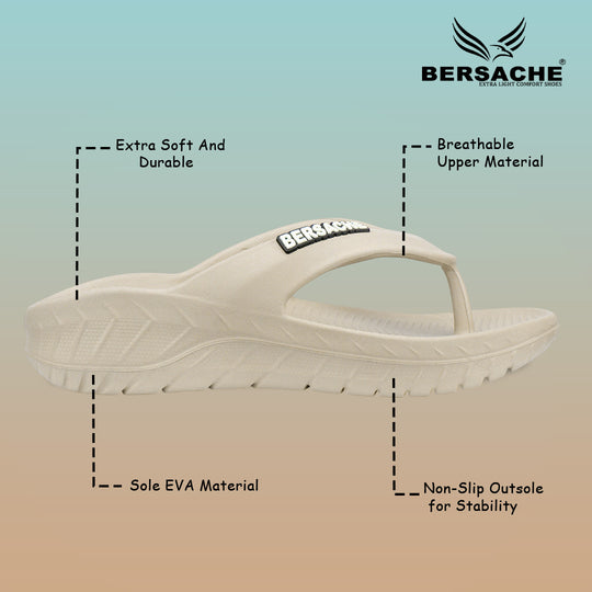 Bersache Extra Soft Classic Casual with  Regular wear with Ultra Soft & Flexibility Technology Flip Flop for Men's & Boy's (6256-Beige)